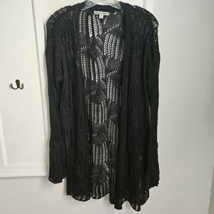Elegant Black Open-Knit Cardigan